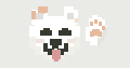 A smiling pixel dog facing you and waving a paw